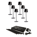Batteri bordlampe CANIS GASTRO M med touch-d�mper, med oplader, 6 stk. IP65, mat, grafitsort d�mpbar