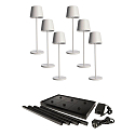 Batteri bordlampe CANIS GASTRO M med touch-d�mper, med oplader, 6 stk. IP65, m�rkegr�, mat d�mpbar