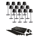 Batteri bordlampe CANIS GASTRO L med touch-d�mper, med oplader, 12 stk. IP65, mat, grafitsort d�mpbar