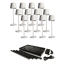 Batteri bordlampe CANIS GASTRO L med touch-d�mper, med oplader, 12 stk. IP65, mat, trafik hvid d�mpbar