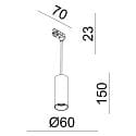 Deko-Light 1-faset pendul CAN 150 down, cylindrisk, kort GU10 IP20, sort