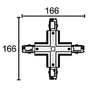 Deko-Light Tilbeh�r til 3-Faset skinnesystem D LINE - X-samlestykke venstre-venstre-h�jre-h�jre, 220-240V AC / 50-60Hz, hvid