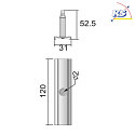 Deko-Light Tilbehr til 3-Faset skinnesystem D LINE - Wire ophngningsbeslag med Loftroset, justerbar, maks. 150cm, hvid