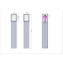 Deko-Light P�lelampe FACADO II 650MM OPAL firkantet E27 IP65, m�rkegr�, mat d�mpbar