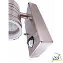 Deko-Light Wall luminaire ZILLY II DOWN, 35W, with motion detector, GU10, 220-240V, IP44, stainless steel, silver
