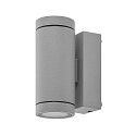 Fasadespot SHORELINE PRO GU10 ROUND UP&DOWN 2-flammer, cylindrisk, med lampefatning GU10 IP65, lysegr�