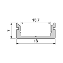 Deko-Light AU-01-12, flad U-Profil til 12 - 13,3 mm LED Strips, 100cm, anodiseret aluminium