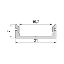Deko-Light AU-01-15, flad U-Profil til 15 - 16,3 mm LED Strips, 100cm, anodiseret aluminium