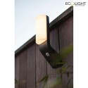 Lutec outdoor wall luminaire BATI 1 flame, with sensor IP44, anthracite