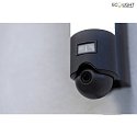 Lutec outdoor wall luminaire ELARA with motion detector, with camera IP44, anthracite dimmable