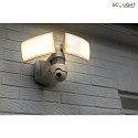 Lutec outdoor wall luminaire LIBRA with motion detector, with camera IP44, white dimmable