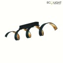 Luce Design ceiling luminaire HELIX 4 flames IP20, gold, black dimmable
