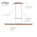Elobra LED Pendant luminaire COLOMBIA S, 18W, 3000/4000/5000K, 1800lm, oak natural
