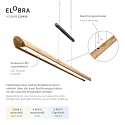 Elobra LED Pendant luminaire COLOMBIA S, 18W, 3000/4000/5000K, 1800lm, oak natural