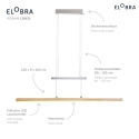 Elobra LED Pendant luminaire PANAMA, 18W, 3000/4000/5000K, 1800lm, oak natural