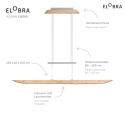 Elobra LED Pendant luminaire COLOMBIA XL, 18W, 3000/4000/5000K, 1800lm, natural aspen oak