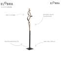 Elobra LED Floor lamp ARGENTINA, 11W, 3000K, oak massive wood, metal
