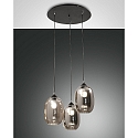 Pendant luminaire INFINITY, incl. Smartluce, E27, 3x 60W, IP20, gray transparent
