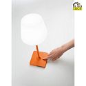 Fabas Luce Battery lamp ADAM with touch dimmer IP44, orange dimmable
