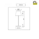 Fabas Luce Battery lamp ADAM with touch dimmer IP44, dark grey dimmable