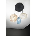 Fabas Luce Pendel OLBIA 3-flammer E27 IP20, rav, azur, champagne, sort