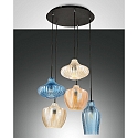 Pendel OLBIA 5-flammer E27 IP20, rav, azur, champagne, sort