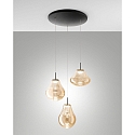 pendant luminaire DEVA 3 flames, round IP20, black dimmable