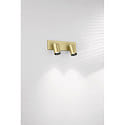 Fabas Luce spotlight bar FLORES 2 flames, long GU10 IP20, black, satined brass dimmable