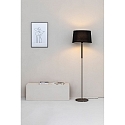 Faro Standerlampe VOLTA E27 IP20, nikkel satin, sort 