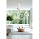 Faro Ceiling fan POROS L with remote control IP20, white matt, pine