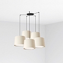 pendant luminaire CONGA 5 flames E27 IP20, black matt, white 