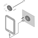 USB Dobbelt stikkontakt 24Vdc, sek. 5V, 1x2.1A / 2x1.05A, maks. 15W, rustfrit st�l look, inkl. adapterring