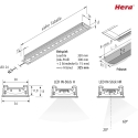 Hera Flad LED Indbygningslampe LED IN-Stick H til frset rille, IP44, med LED-24 stikkabel, 53cm, 12.5W 4000K 100, CRI> 95