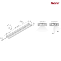 Hera Flat LED Surface luminaire LED Top-Stick H, IP20, with LED 24 connection cable, CRi> 95, 61cm, 15W 4000K