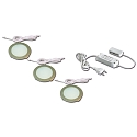 S�t af 3 LED Overfladelampe FR 68-LED, Inbygning / Overflade montering, rund, inkl. Transformer LED-24 / 15W