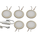 LED Recessed luminaire FAR 68, 5er Set, 5x 4W, 3000K, IP20, brushed stainless steel