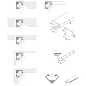 Hera LED Hj�rneprofil 10mm 45�, inkl. Dobbeltkl�bende tape, l�ngde 100cm, aluminium