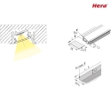 Hera LED Indfrset profil I 24mm (intern, asymmetrisk) til dkningsprofil 15mm, lngde 100cm, anodiseret aluminium