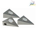 HEITRONIC LED Cabinet spot GENUA set of 3, 3x2W, 120, 3000K, 270lm, IP20, not dimmable, stainless steel