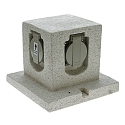 Heitronic Quadruple socket STONE, Energy cube with 500cm connection cable