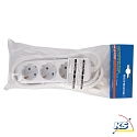 Socket, 3-fold, 3G1,5mm, white , 1,5m connection cable
