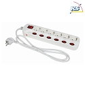 Table socket 6-fold, can be switched off individually and in total, IP20, white