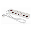 Bord socket, 6 gange, IP20, hvid
