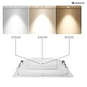 HEITRONIC ceiling recessed luminaire LE MANS square IP44, white dimmable