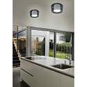 Helestra Ceiling luminaire CANIO, E27, IP30, white matt / glass amber