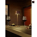 Helestra battery table lamp KORI square, indirect, with touch dimmer IP65, brown, rust dimmable