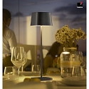 Helestra battery table lamp KORI square, indirect, with touch dimmer IP65, brown, rust dimmable
