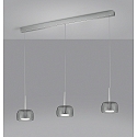 Helestra LED Pendant luminaire FLUTE LED, Balken, 3 flames, IP20, chrome