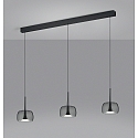 Helestra pendant luminaire FLUTE 3 flames IP20, satined, black chrome dimmable