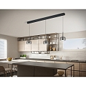 Helestra pendant luminaire FLUTE 3 flames IP20, satined, black chrome dimmable